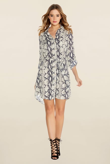Quiz Cream Snake Print Shirt Dress Quiz Cream Snake Print Shirt Dress