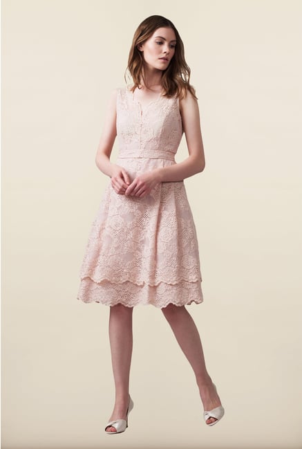 Phase Eight Beige Crochet Casual Dress Phase Eight Beige Crochet Casual Dress
