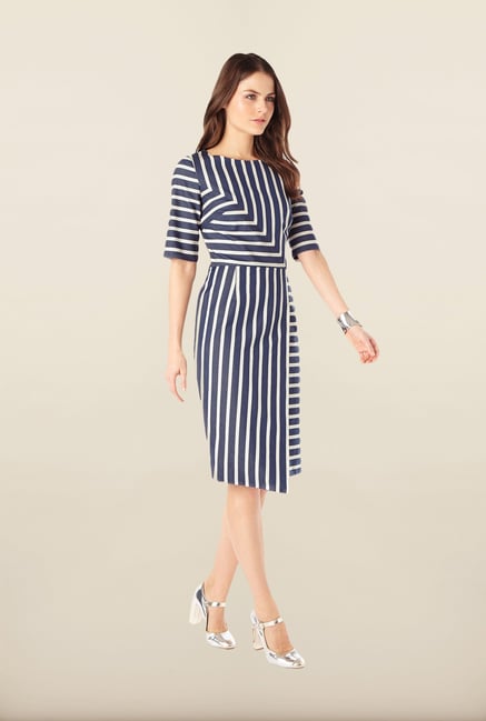 Phase Eight Navy Striped Casual Dress Phase Eight Navy Striped Casual Dress