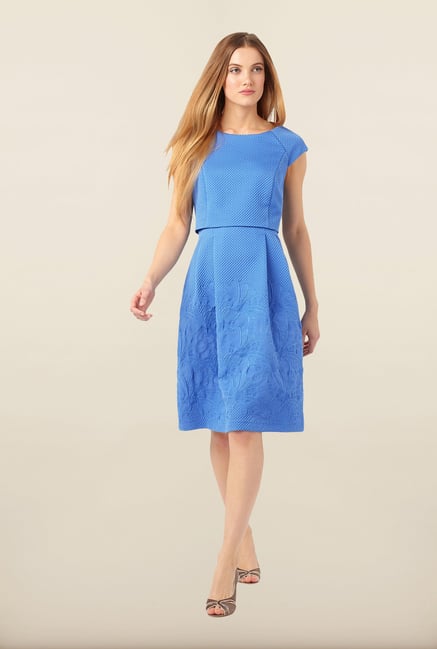 Phase Eight Blue Embroidered Casual Dress Phase Eight Blue Embroidered Casual Dress