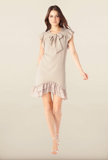 Phase Eight Beige Solid Draped Dress Phase Eight Beige Solid Draped Dress