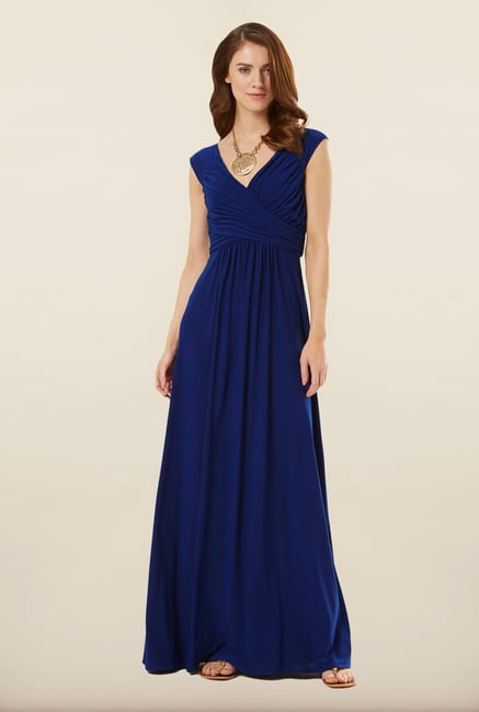 Phase Eight Blue Solid Maxi Dress Phase Eight Blue Solid Maxi Dress