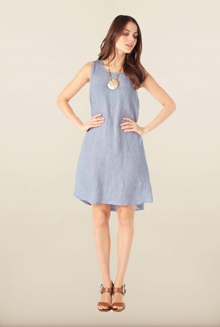 Phase Eight Blue Linen Swing Dress Phase Eight Blue Linen Swing Dress