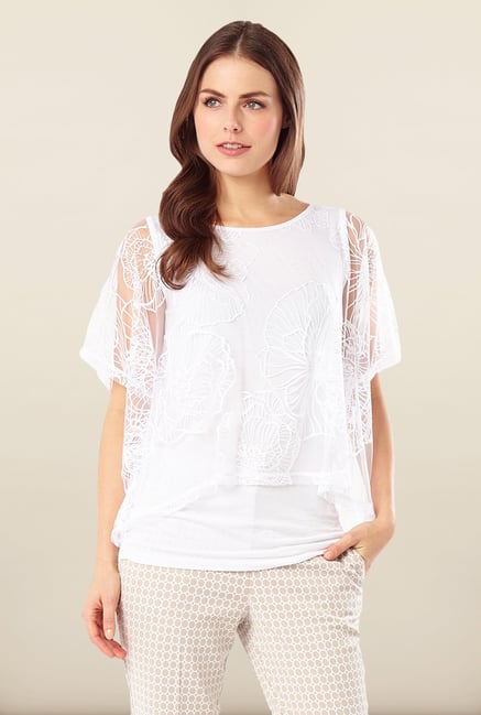 Phase Eight White Floral Printed Top Phase Eight White Floral Printed Top