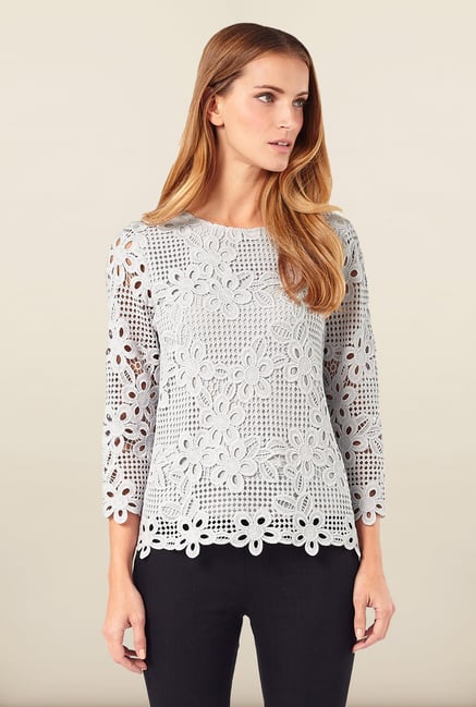 Phase Eight White Lace Overlay Top Phase Eight White Lace Overlay Top