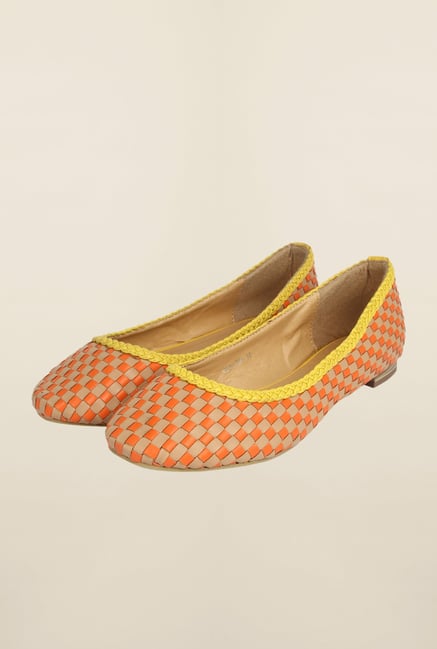 Cobblerz Orange & Beige Flat Ballerinas Cobblerz Orange & Beige Flat Ballerinas