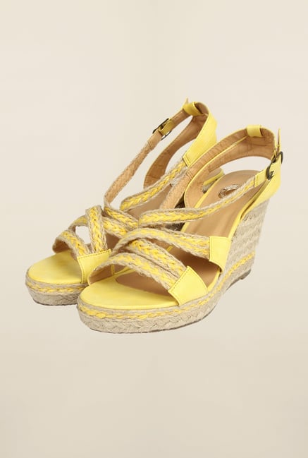Cobblerz Yellow Wedge Sandals Cobblerz Yellow Wedge Sandals