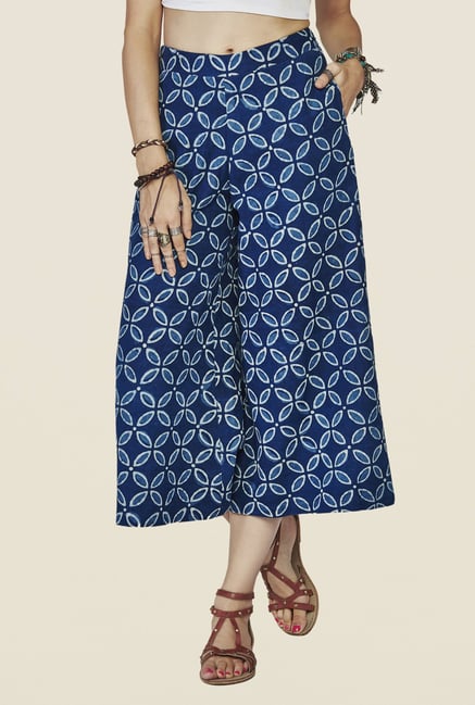 Global Desi Blue Printed Culottes Global Desi Blue Printed Culottes