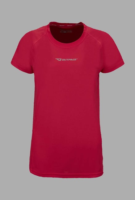 Outpace Pink Solid Running T Shirt Outpace Pink Solid Running T Shirt