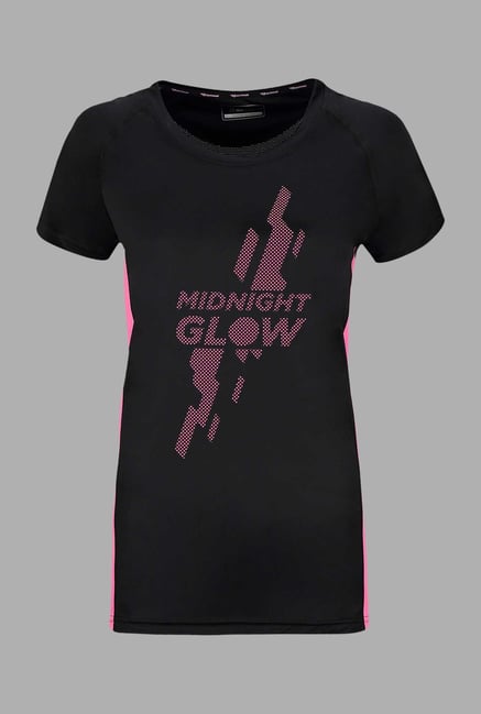 Outpace Black Printed Running T Shirt Outpace Black Printed Running T Shirt
