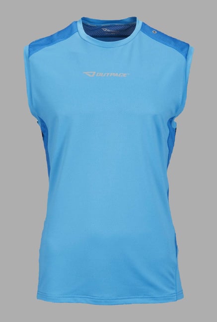 Outpace Blue Solid Running Singlet Outpace Blue Solid Running Singlet