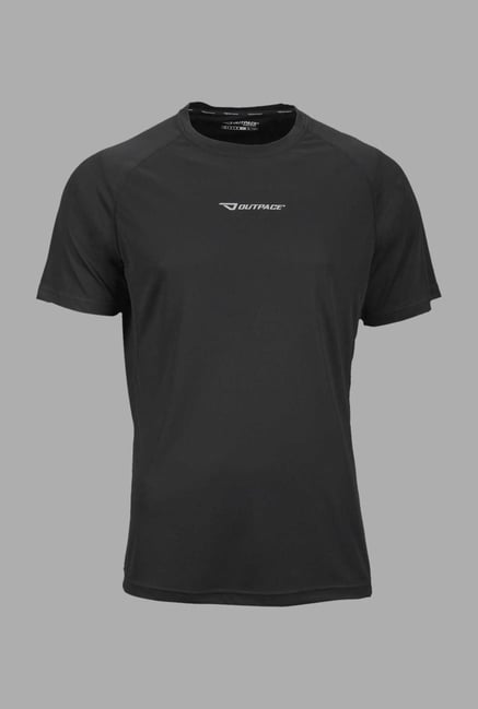 Outpace Black Solid Running T Shirt Outpace Black Solid Running T Shirt