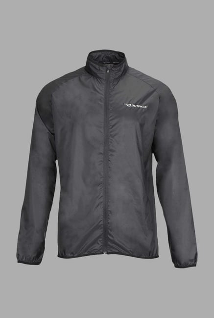 Outpace Black Solid Running Windbreaker Jacket Outpace Black Solid Running Windbreaker Jacket