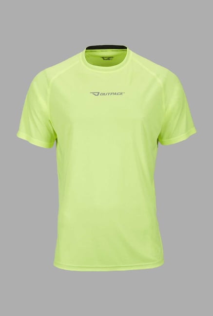 Outpace Lime Solid Running T Shirt Outpace Lime Solid Running T Shirt