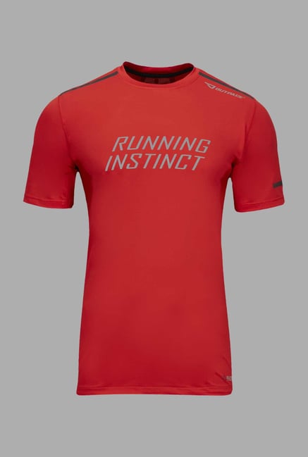 Outpace Red Printed Running T Shirt Outpace Red Printed Running T Shirt