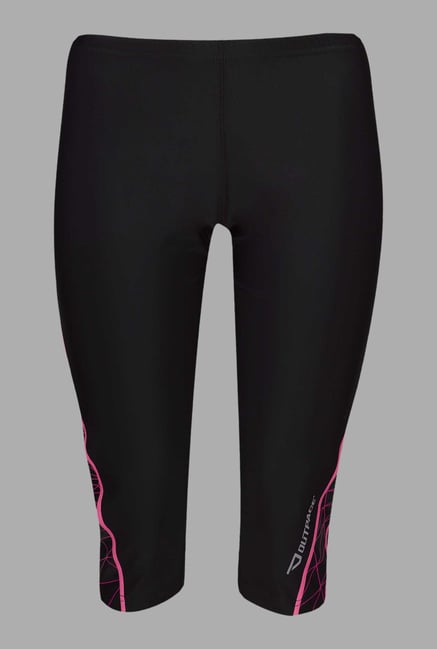 Outpace Black Solid Running Capri Outpace Black Solid Running Capri