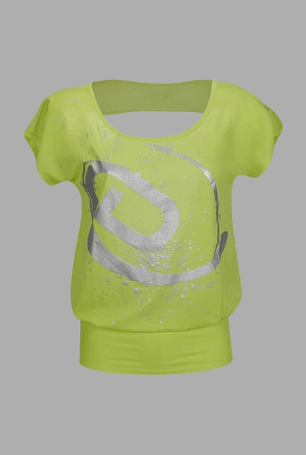 Doone Lime Green Printed Training Top Doone Lime Green Printed Training Top