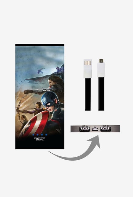 Macmerise UNP8KMMM0578 Team Captain America 8000 mAh Universal POwer Bank with Dual USB Output Macmerise UNP8KMMM0578 Team Captain America 8000 mAh Universal POwer Bank with Dual USB Output