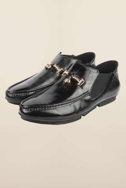 Cobblerz Black Leather Slip-On Shoes Cobblerz Black Leather Slip-On Shoes