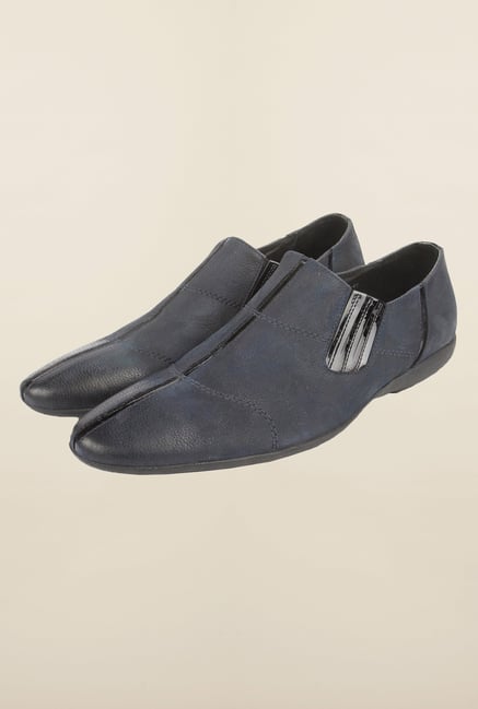 Cobblerz Navy Leather Slip-Ons Cobblerz Navy Leather Slip-Ons