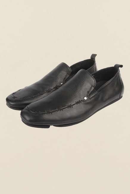 Cobblerz Black Leather Moccasin Shoes Cobblerz Black Leather Moccasin Shoes