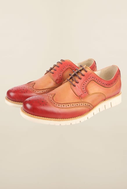 Cobblerz Red & Tan Brogue Shoes Cobblerz Red & Tan Brogue Shoes