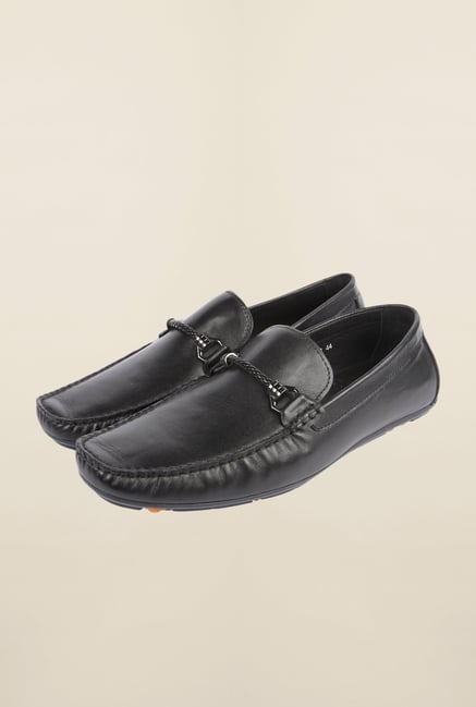 Cobblerz Black Leather Moccasin Shoes Cobblerz Black Leather Moccasin Shoes