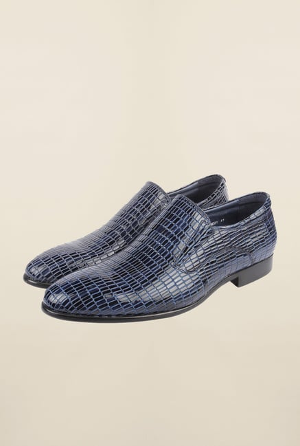 Cobblerz Blue Leather Slip-On Shoes Cobblerz Blue Leather Slip-On Shoes