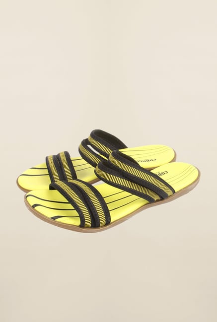 Cobblerz Yellow & Black Leather Sandals Cobblerz Yellow & Black Leather Sandals