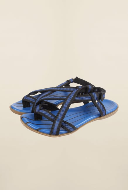 Cobblerz Blue & Black Back Strap Sandals Cobblerz Blue & Black Back Strap Sandals
