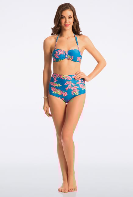 Pretty Secrets Blue Floral High-Waist Bikini Set Pretty Secrets Blue Floral High-Waist Bikini Set
