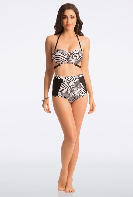 Pretty Secrets Black & White High-Waist Bikini Set Pretty Secrets Black & White High-Waist Bikini Set