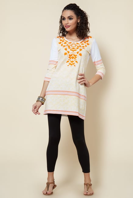Zudio White Floral Printed Kurti Zudio White Floral Printed Kurti
