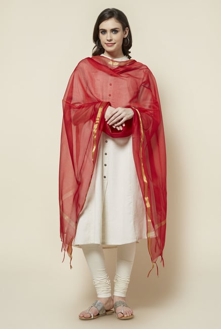 Zudio Red Polyester Dupatta Zudio Red Polyester Dupatta