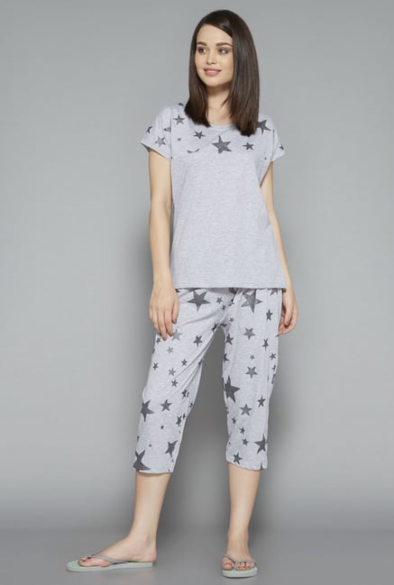Intima Grey Printed Capri Set Intima Grey Printed Capri Set