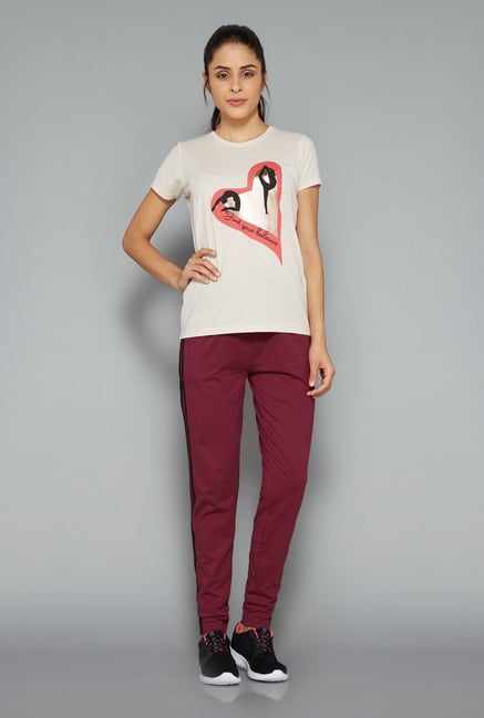 Westsport Womens Maroon Solid Track Pant Westsport Womens Maroon Solid Track Pant