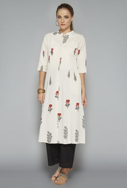 Utsa Beige Floral Printed Kurta Utsa Beige Floral Printed Kurta