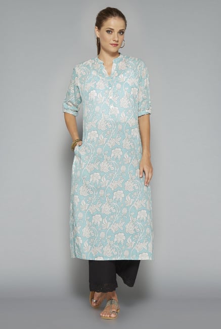 Utsa Turquoise Floral Printed Kurta Utsa Turquoise Floral Printed Kurta