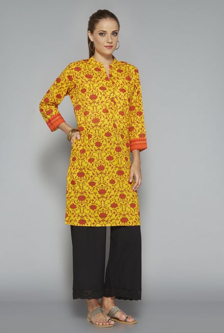 Utsa Yellow Floral Printed Kurti Utsa Yellow Floral Printed Kurti