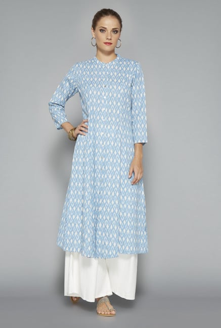 Utsa Sky Blue Printed Kurta Utsa Sky Blue Printed Kurta