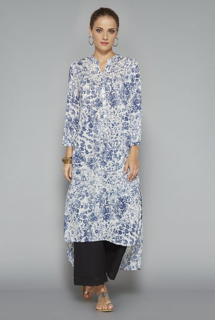 Utsa White Floral Printed Kurta Utsa White Floral Printed Kurta
