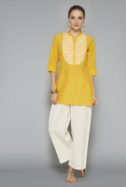 Utsa Yellow Embroidered Kurti Utsa Yellow Embroidered Kurti
