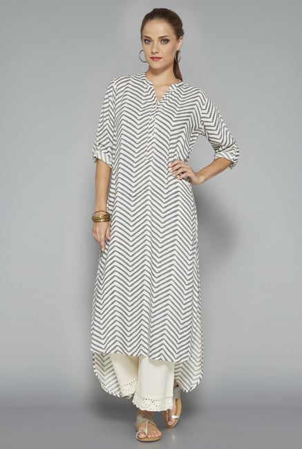 Utsa Off White Printed Kurta Utsa Off White Printed Kurta