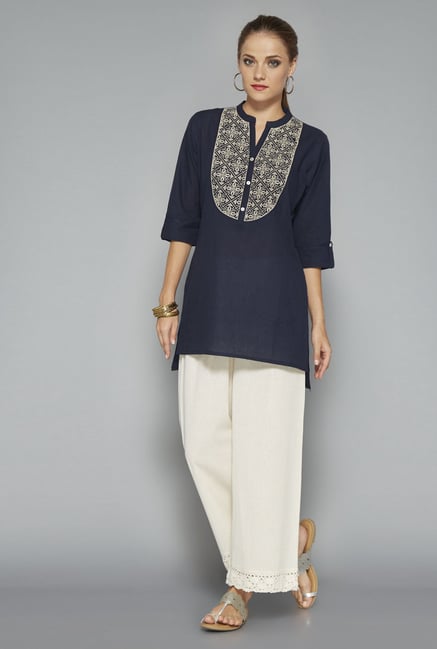 Utsa Navy Embroidered Kurti Utsa Navy Embroidered Kurti