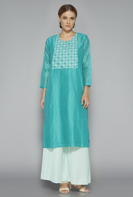Zuba Teal Printed Kurta Zuba Teal Printed Kurta