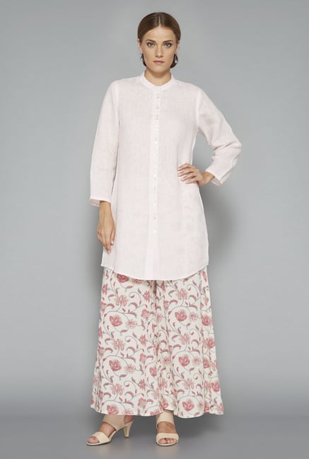 Zuba Light Pink Linen Solid Kurti Zuba Light Pink Linen Solid Kurti