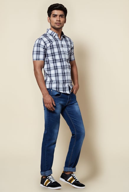 Zudio White Checks Cotton Shirt Zudio White Checks Cotton Shirt
