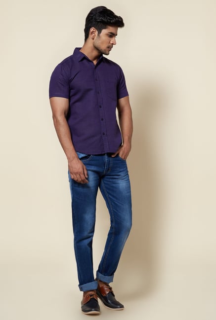 Zudio Navy Solid Shirt Zudio Navy Solid Shirt