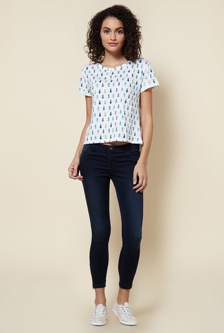 Zudio White Printed Pine T Shirt Zudio White Printed Pine T Shirt