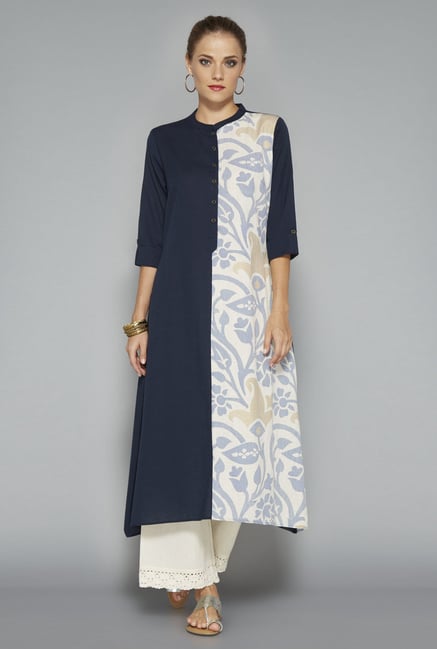 Utsa Navy Floral Printed Kurta Utsa Navy Floral Printed Kurta